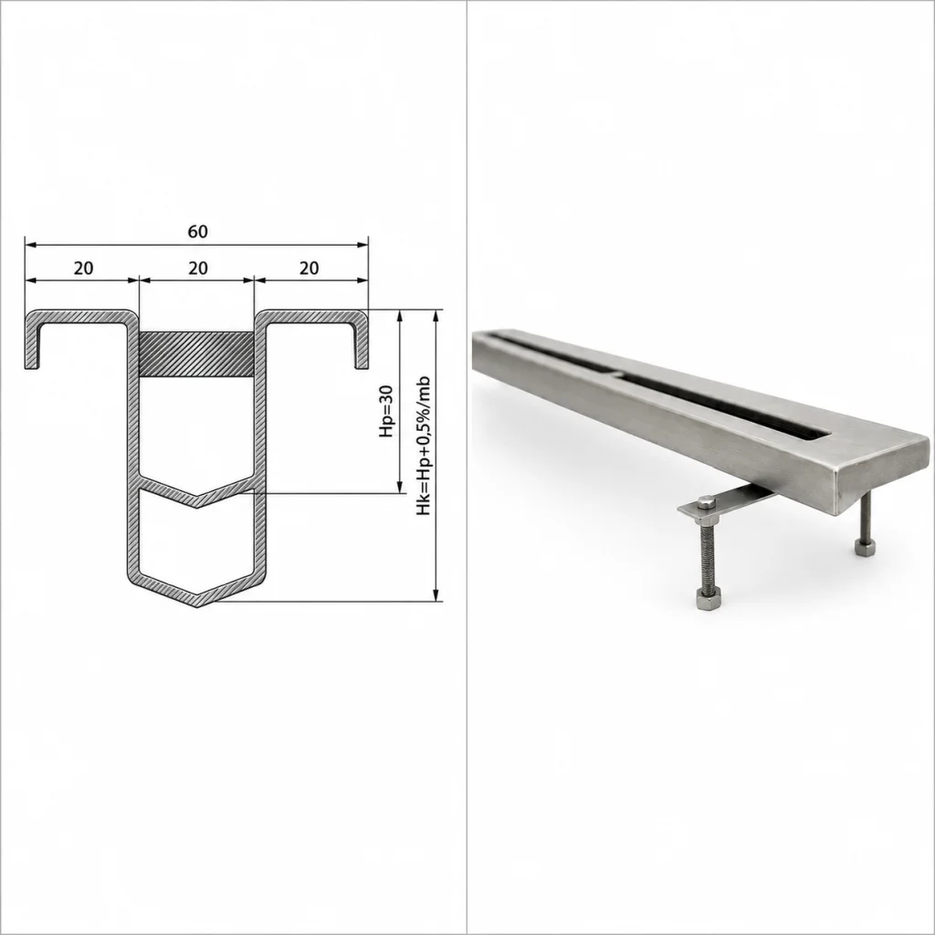 Kanał szczelinowy prosty ze stali nierdzewnej 100 cm