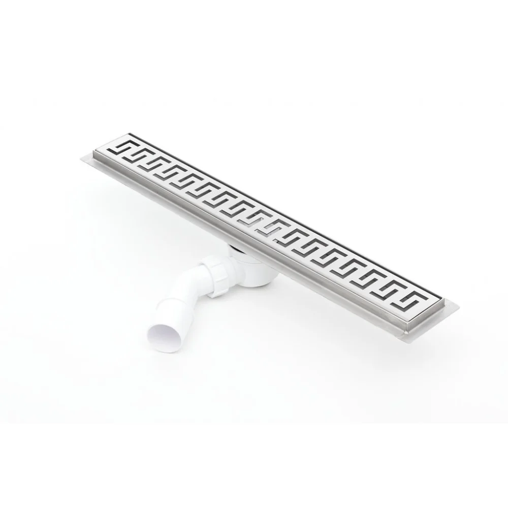 Odpływ liniowy prysznicowy boczny KF_p 50 cm z plastikowym odpływem DN50 i syfonem greek
