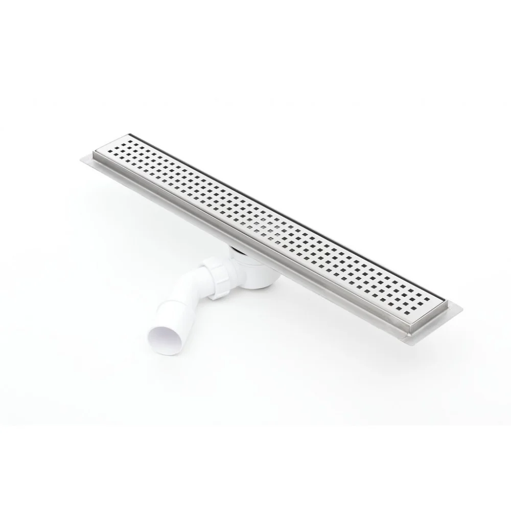 Odpływ liniowy prysznicowy boczny KF_p 50 cm z plastikowym odpływem DN50 i syfonem square