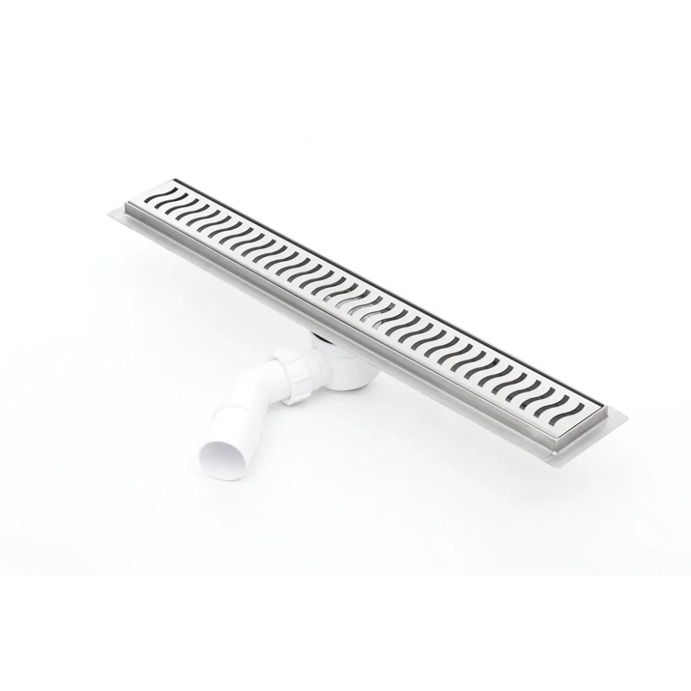 Odpływ liniowy prysznicowy boczny KF_p 50 cm z plastikowym odpływem DN50 i syfonem wave