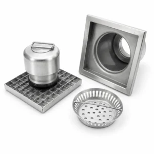 Wpust pionowy jednoczęściowy KSD mini 200×200 ze stali nierdzewnej